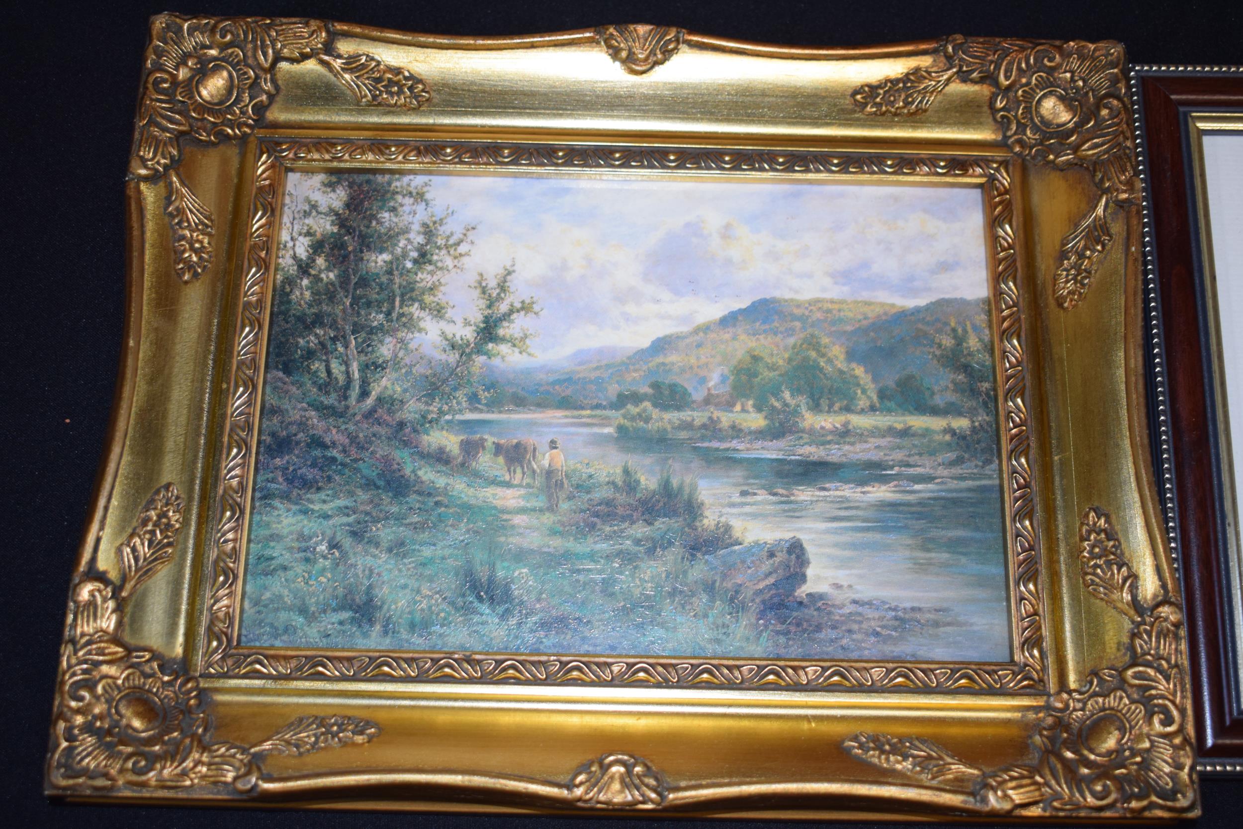 Framed print of Chatsworth House together with a mountainous cattle print after Henry Parker (2), - Image 2 of 3