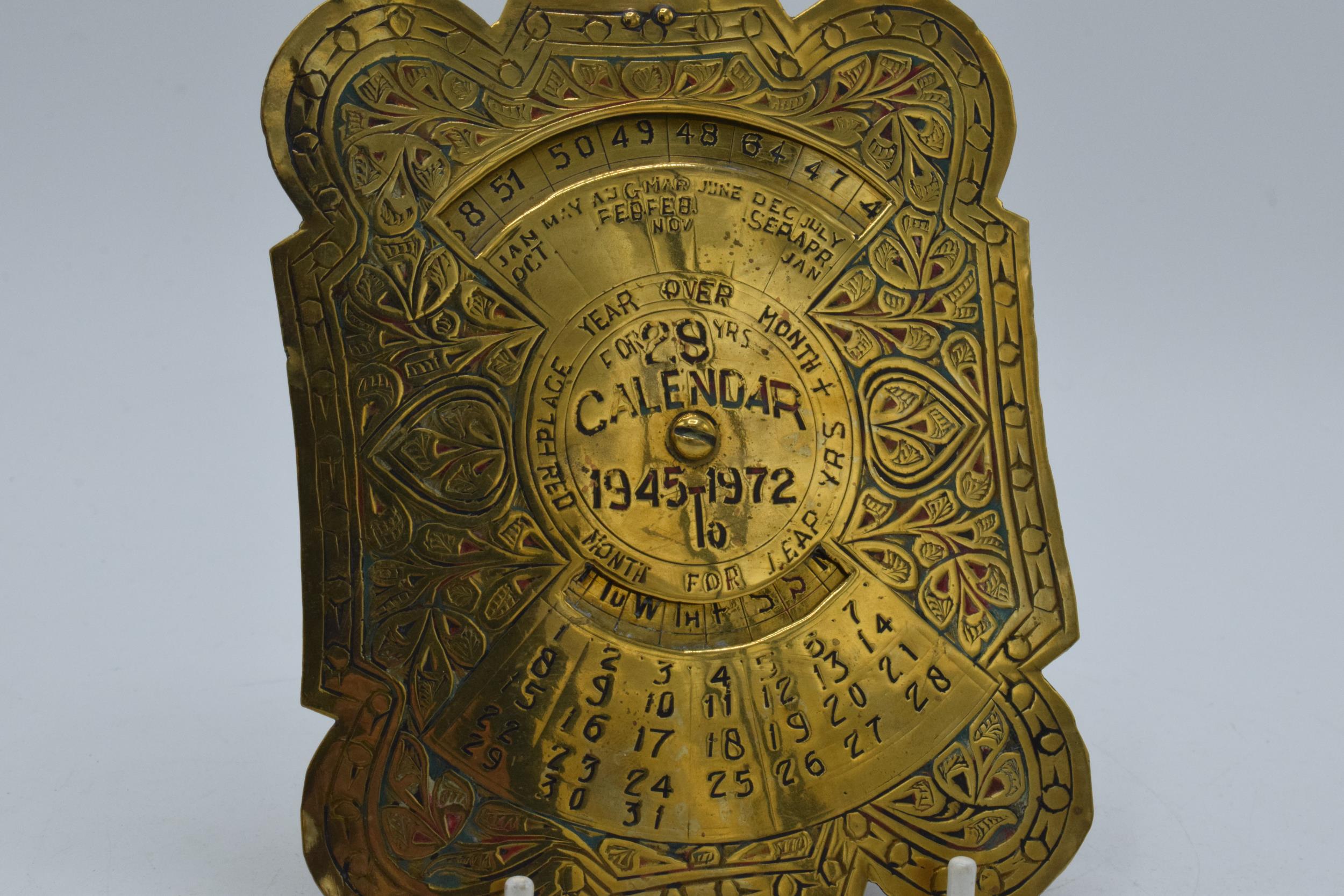 20th century brass perpetual calendar with shaped edges, 'Calendar for 29 Years 1945 to 1972', - Image 3 of 4