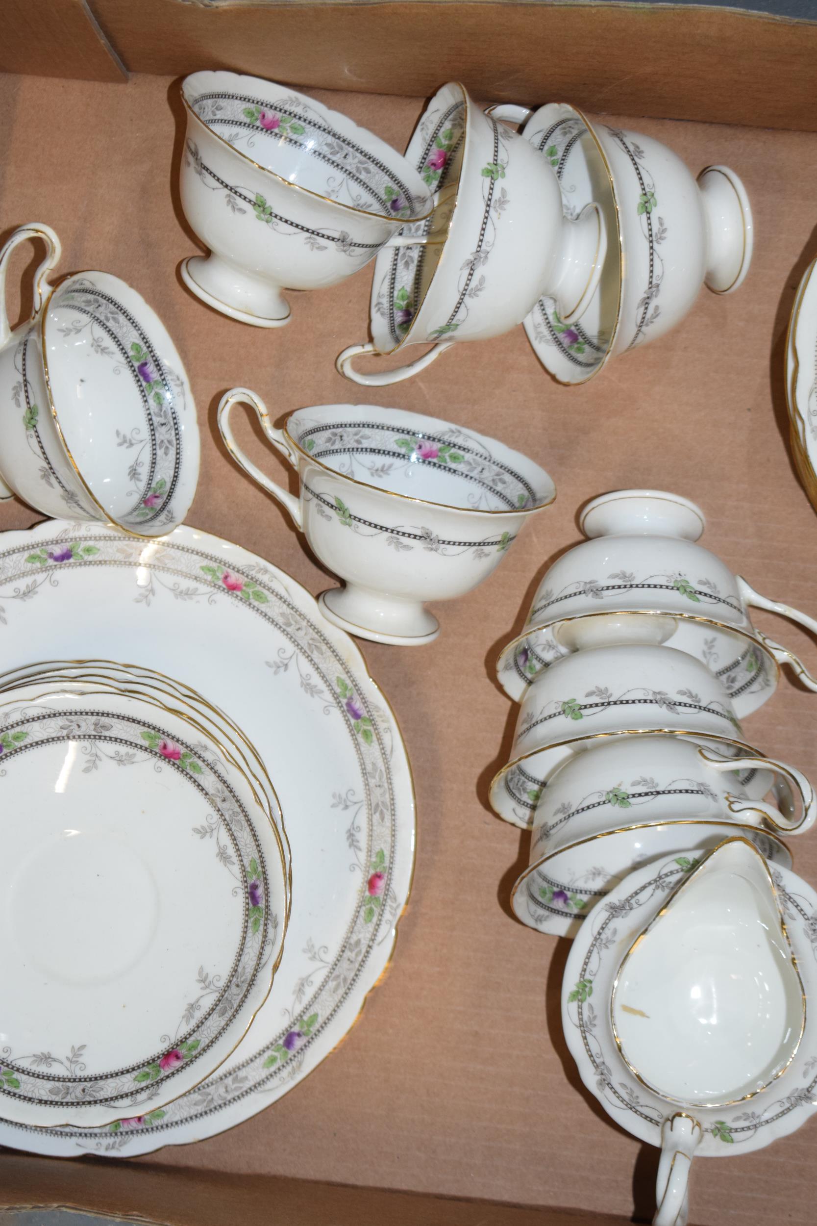 Shelley tea ware in the Rose and Bead pattern 10775 to include 8 trios, 4 spare side plates and - Image 3 of 5