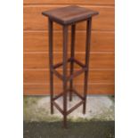 Edwardian tall wooden jardiniere stand with satinwood inlay, 122cm tall. Condition generally good,