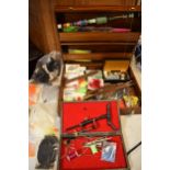 A good quantity of fly fishing kit. Including fly tying vise and other tools. Jay, pheasant and
