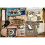 Mixed items to include an 'AA' badge, Ilford camera, military style pocket watch, Parker pens,