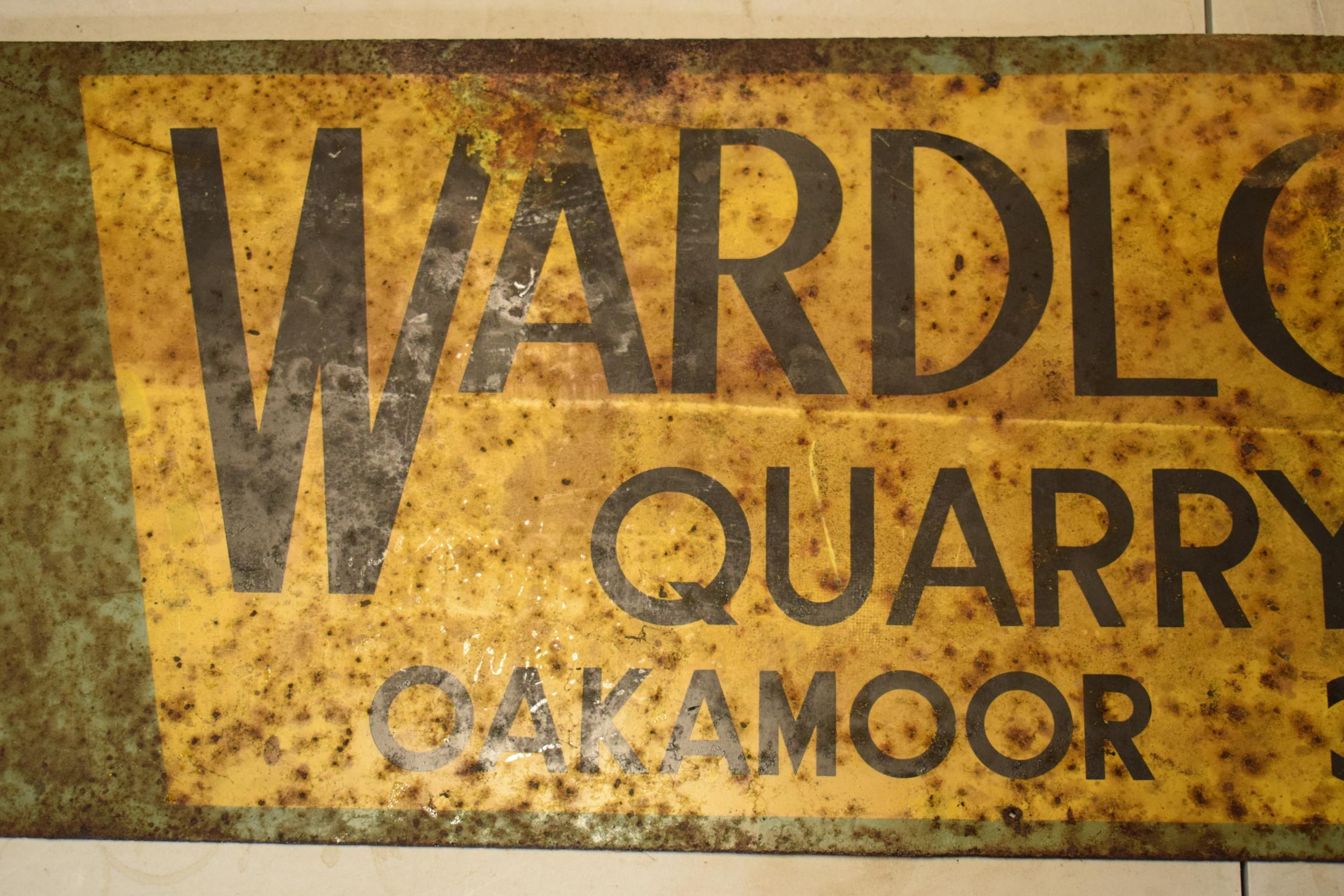 Local Interest: Large 1930s advertising sign on heavy gauge metal palte 'Wardlow Quarry Oakamoor - Image 3 of 7