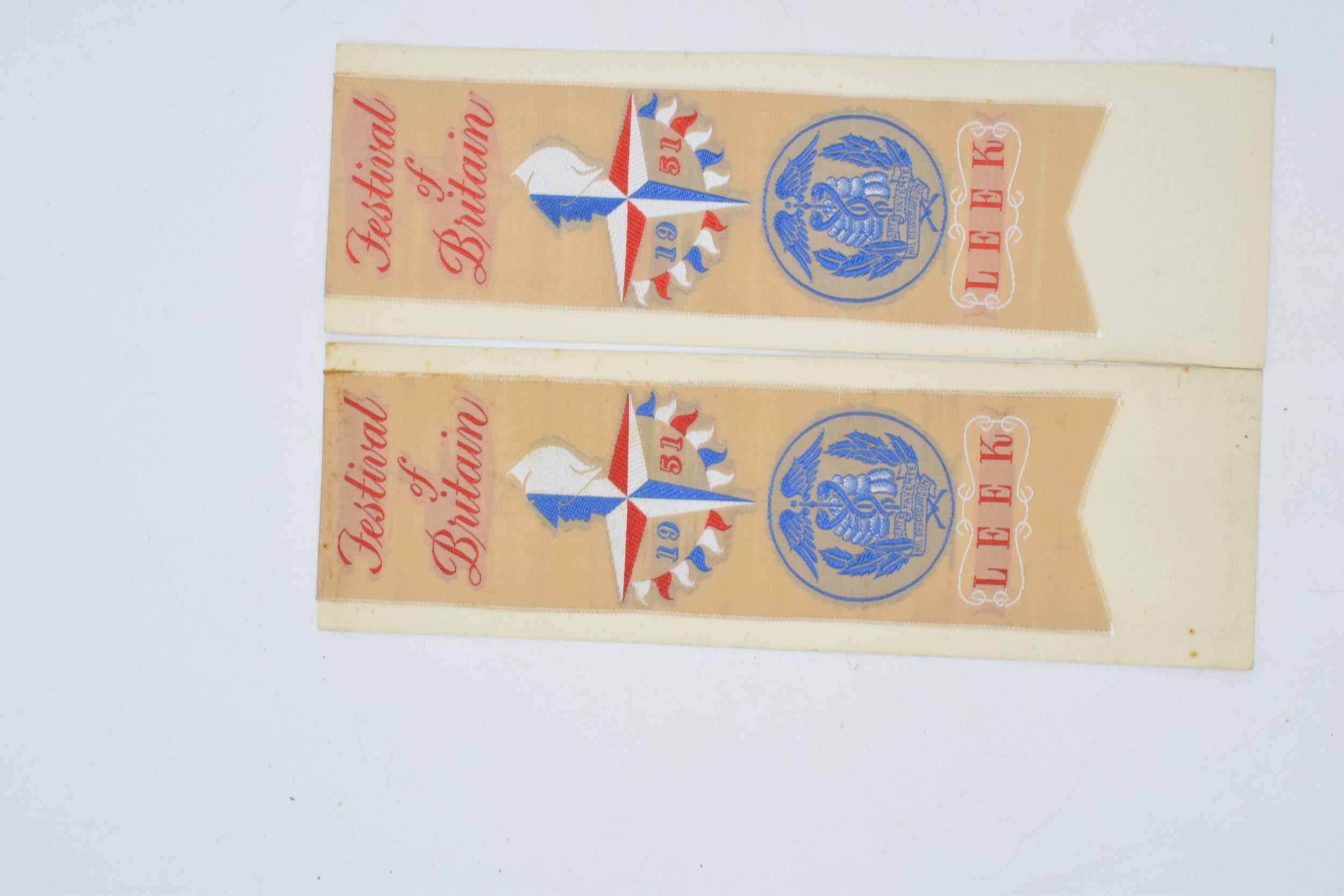 A pair of 1951 Festival of Britain 'Leek' silk bookmarks together with similar brass door knocker ( - Image 2 of 4