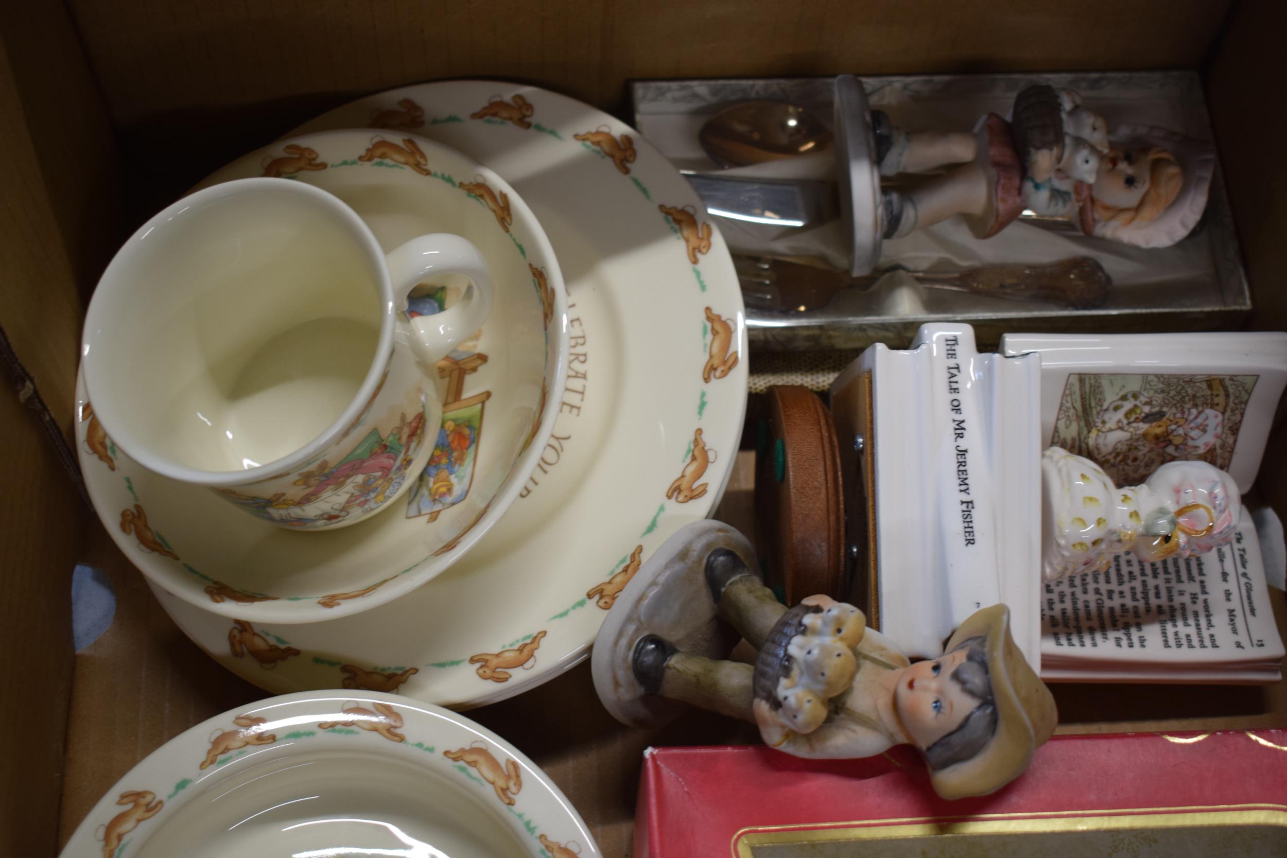 Pottery to include Royal Doulton Bunnykins items, Schmid musical Beatrix Potter, Limoges wall side - Image 2 of 4