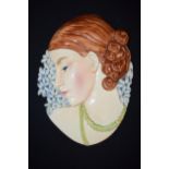 Beswick Art Deco period wall plaque 'The Lady with Beads', impressed '436', 31cm tall. In good