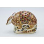 Royal Crown Derby paperweight, Armadillo, gold stopper. In good condition with no obvious damage