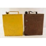 Esso and Shell two gallon fuel cans with A.A & Co. brass cap. (2) A collection of two gallon fuel