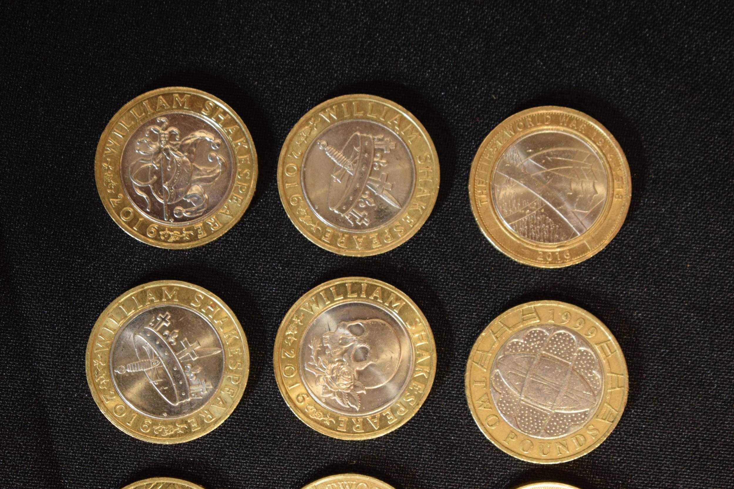 A collection of UK £2 coins to include William Shakespeare examples, Industrial Progress and old £ - Image 3 of 5