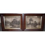 A pair of antique prints of rural scenes, signed P Jackman, in quality oak frames, 84x71cm inc fame,