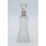 Silver and glass perfume bottle, London 1901, CS & FS, 15cm tall. Displays well with some chips /