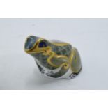 Royal Crown Derby paperweight, Fountain Frog, red printed marks and RCD stamp to the base, gold