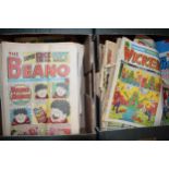 A large collection of mainly 1980s comics / magazines to include Beano, Wicked and others (Large