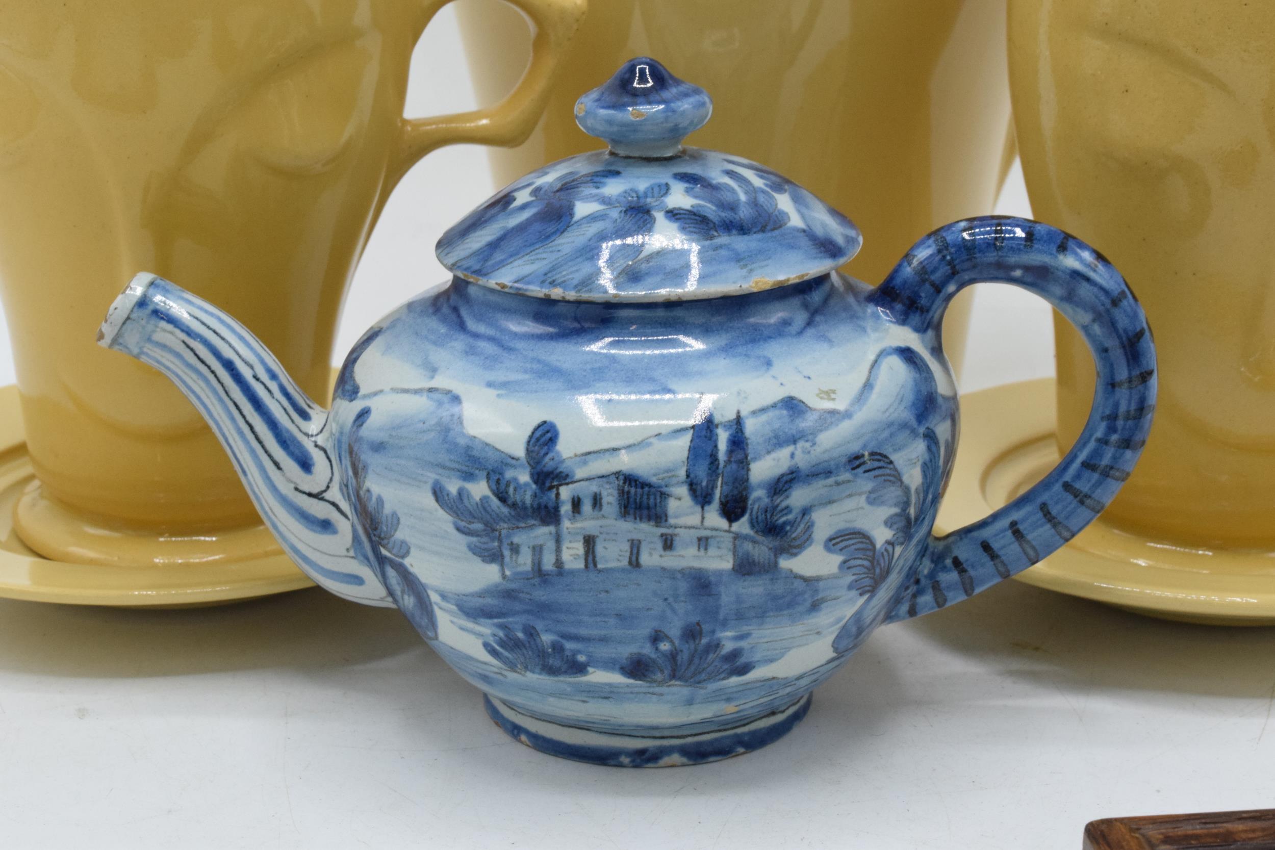 Wedgwood Bourn Vita coffee set together with a framed pair of delft tiles, circa 18th /19th - Image 6 of 9