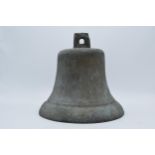 Large 19th century bronze bell, 26cm tall (missing clanger). Very heavy - can be posted but only own