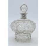 Silver and glass perfume bottle, Chester 1905, JD & WD, 13cm tall.