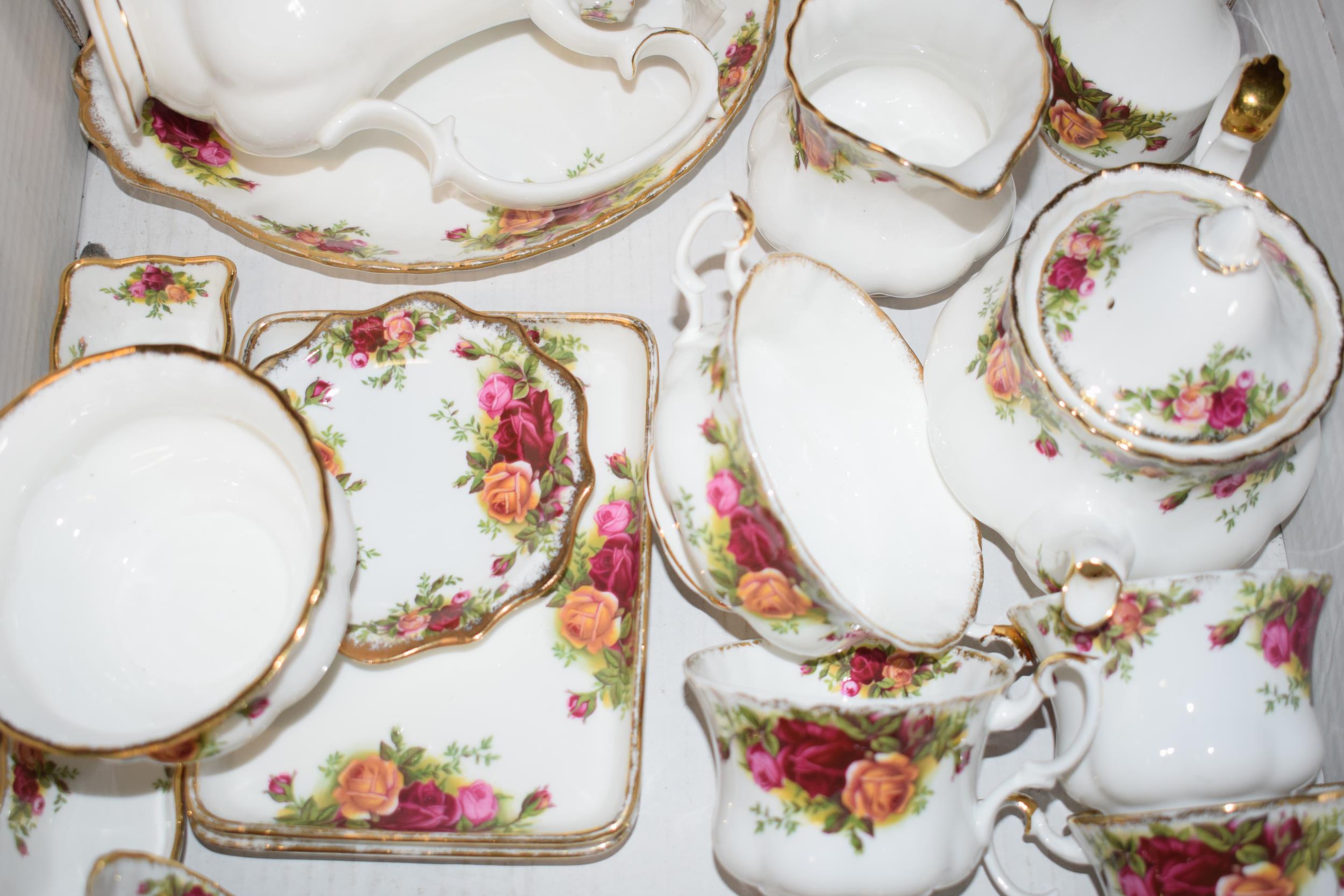 Royal Albert Old Country Roses to include a small teapot, a coffee pot, cups, saucers, side plates - Image 3 of 4