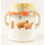A Royal Doulton series ware 'Sheep in Snow' miniature two handled pot. Green back stamp, early