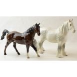 Beswick 818 Shire Horse in grey together with a Royal Doulton Quarter Horse (2). In good condition