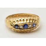 18ct gold diamond and sapphire ring, Birmingham 1916, 2.5 grams, size K.