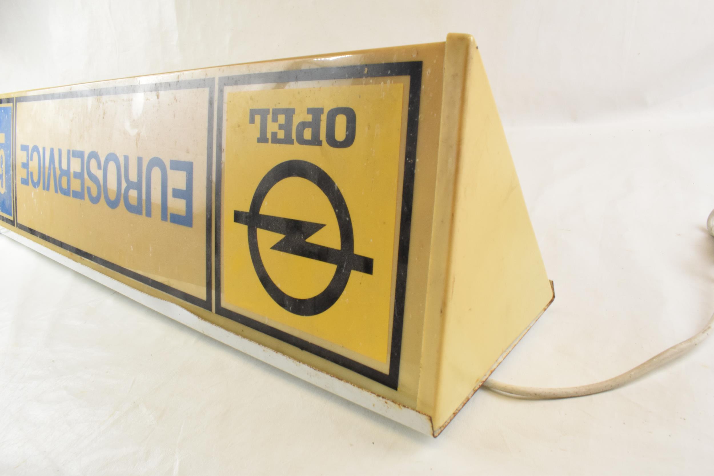 An original vintage double-sided Opel EUROSERVICE GM General Motors Lightbox salvaged from a car - Image 5 of 6