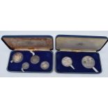 Cased John Pinches of London Brittannia Silver coins to include 'Investiture of Princes