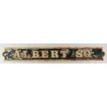 A cast iron ALBERT SQ. Street Sign 109cm x 14cm Generally in good order with some age related