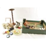 A mixed collection of items to include large barley twist candle stick, 'Strike Right' British