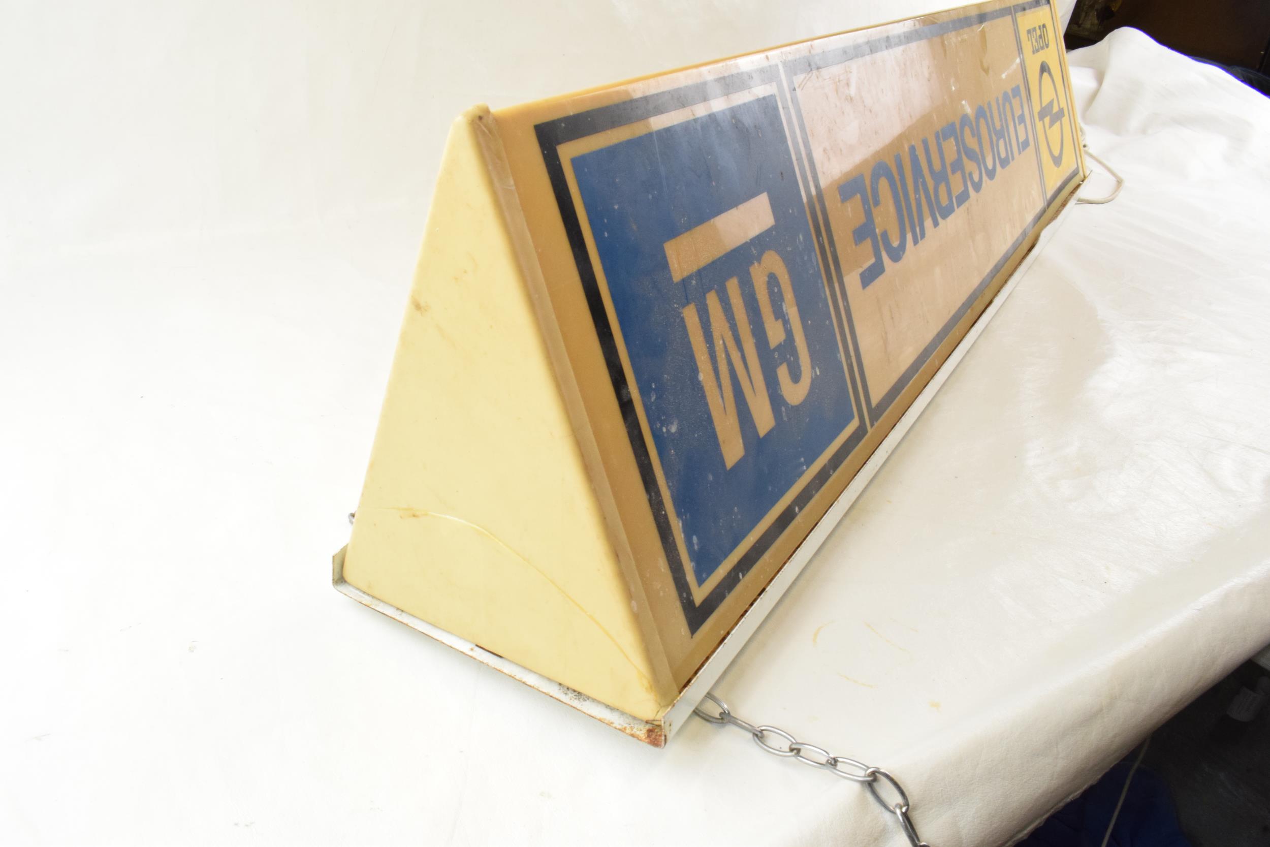 An original vintage double-sided Opel EUROSERVICE GM General Motors Lightbox salvaged from a car - Image 4 of 6