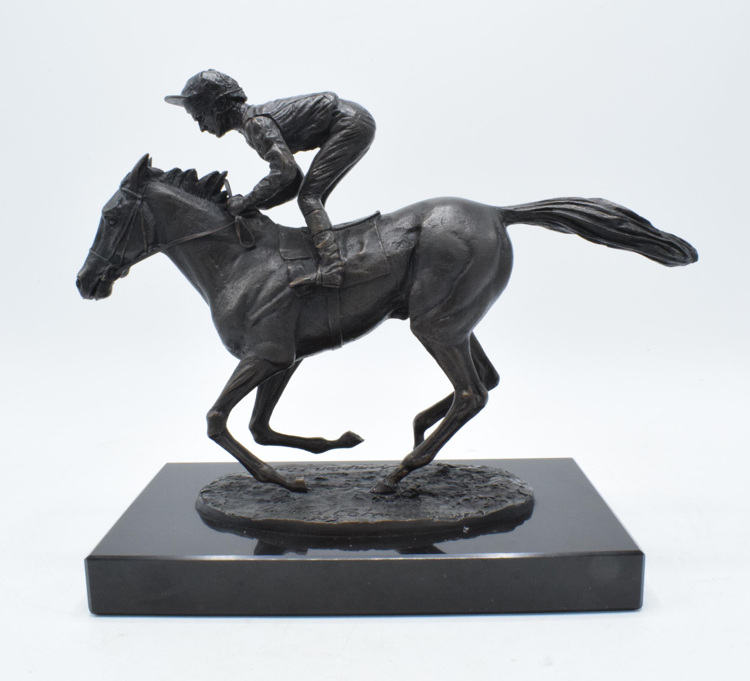 A bronze statue of "Champion Finish"showing Lester Piggott on Nijinsky modelled by David Cornell - Image 3 of 4