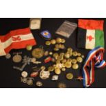 An interesting collection of militaria and similar to include a 1939-1945 Defence Medal, badges,