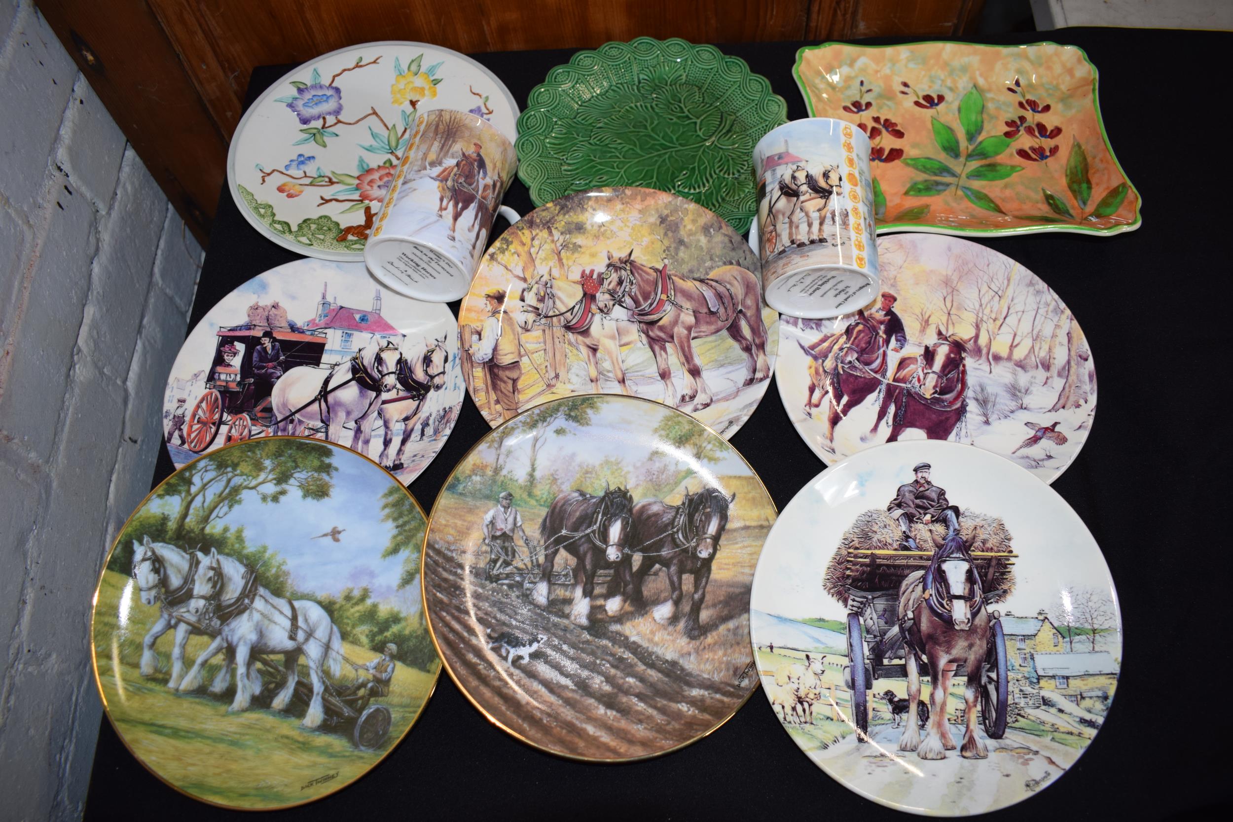 Pottery to include Danbury Mint Working Horses plates and mugs, Royal Doulton and others. Mostly