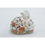 Royal Crown Derby paperweight, Collectors Guild Exclusive Meadow Rabbit, red printed marks and Royal