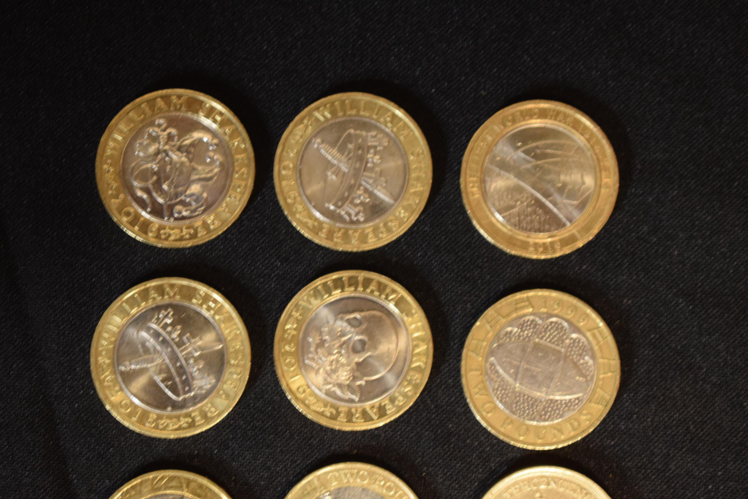 A collection of UK £2 coins to include William Shakespeare examples, Industrial Progress and old £ - Image 4 of 5