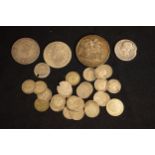 A collection of pre-1920 silver coinage, 102+ grams, to include a Victorian crown, threepence pieces
