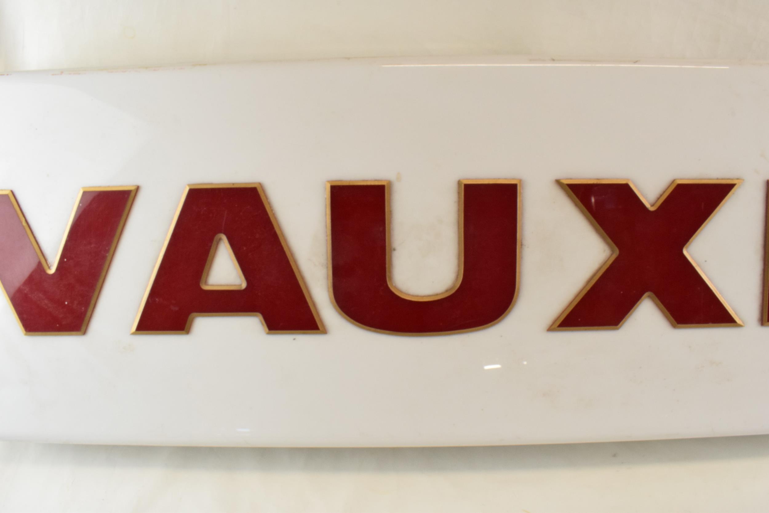 An original VAUXHALL lightbox salavaged from a UK dealership. Red lettering on white ground. Hanging - Image 3 of 7