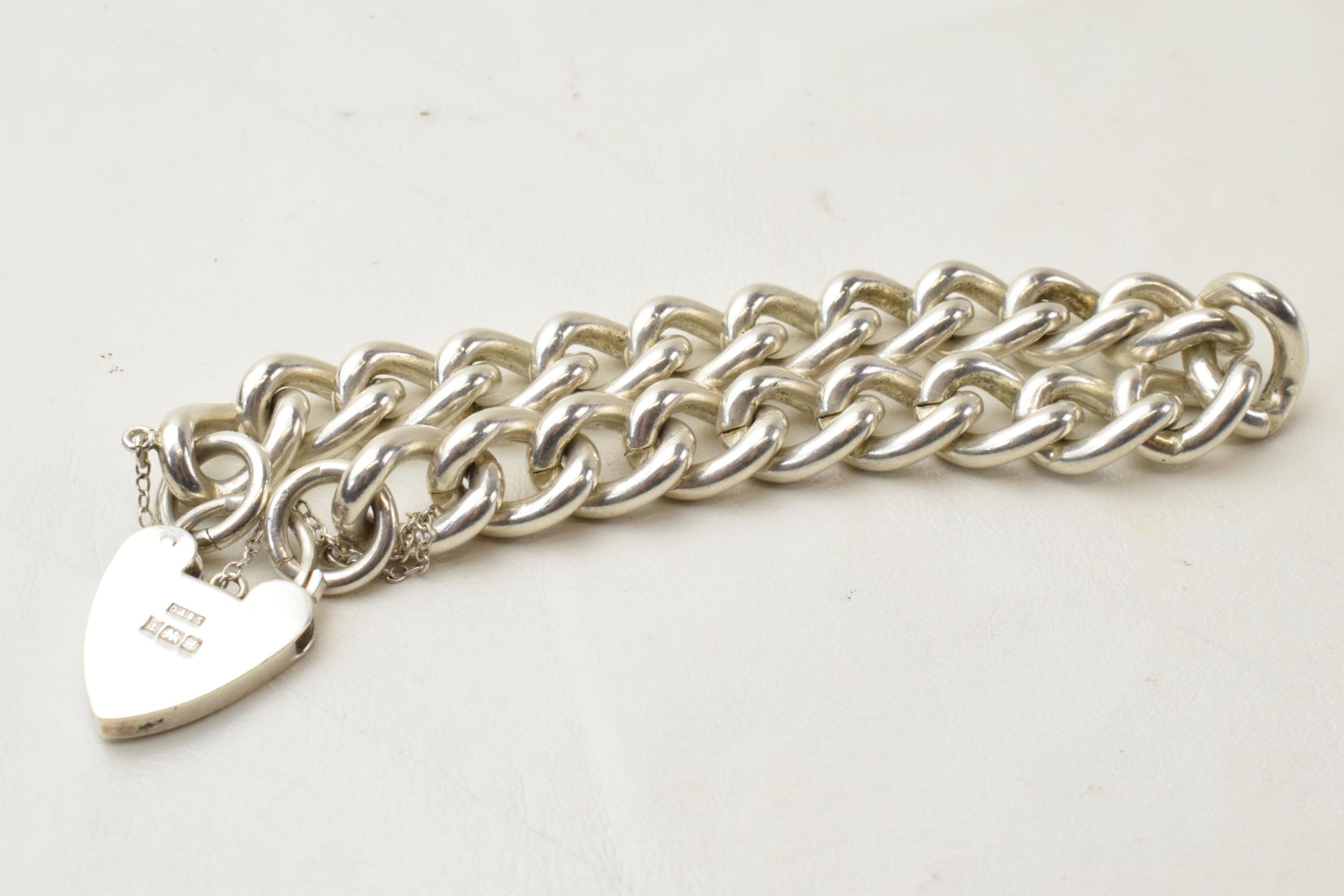 Heavy silver curb bracelet with padlock, Birmingham 1975, 59.2 grams. - Image 2 of 2