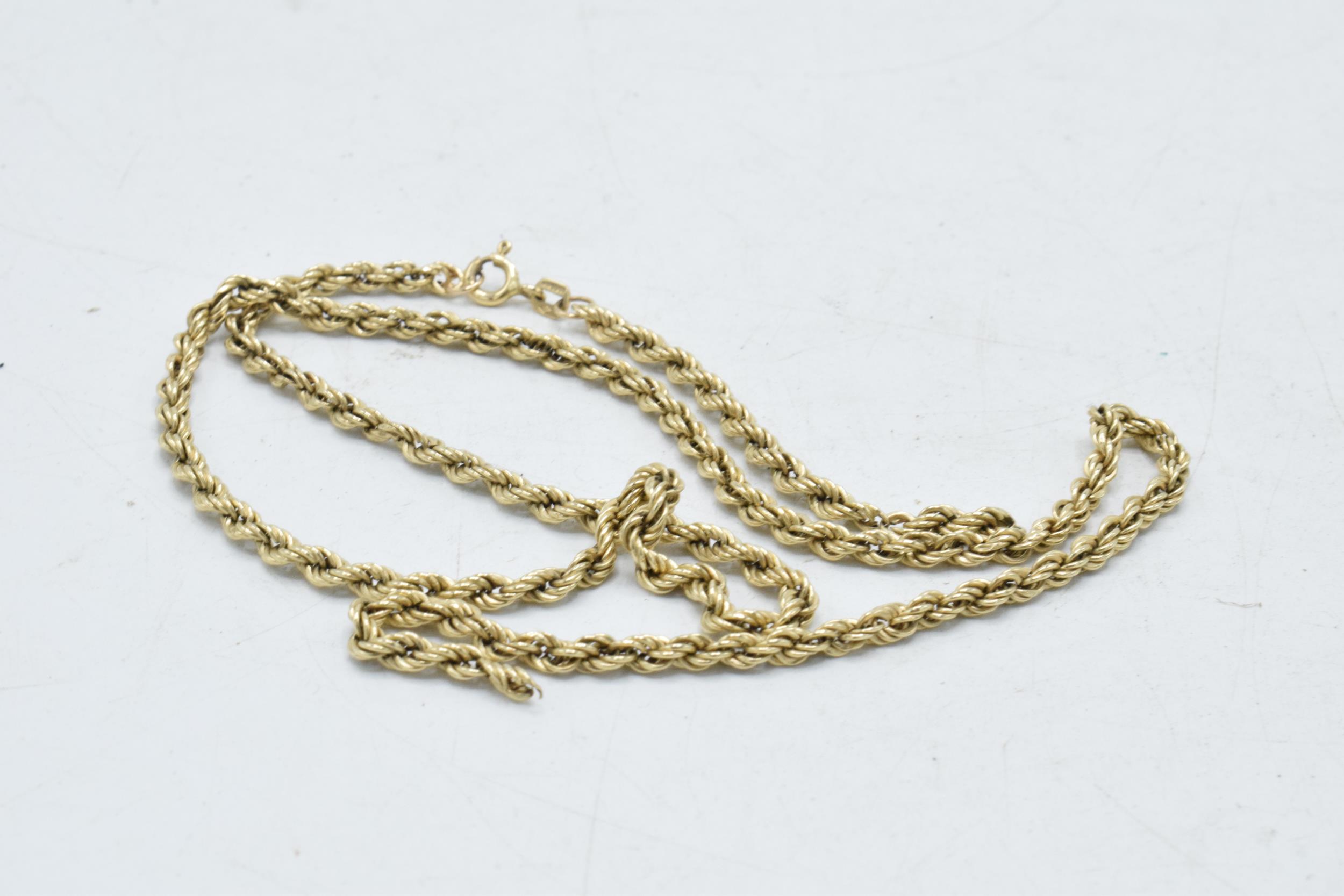 9ct gold rope chain, snapped, 3.5 grams, 49cm long. - Image 2 of 2