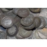 A collection of silver 3d coins, mainly pre-1920 with some 1920-1946 present, total weight 100+