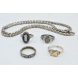 9ct gold and silver eternity ring, gross weight 2.8 grams (missing stones), together with a trio