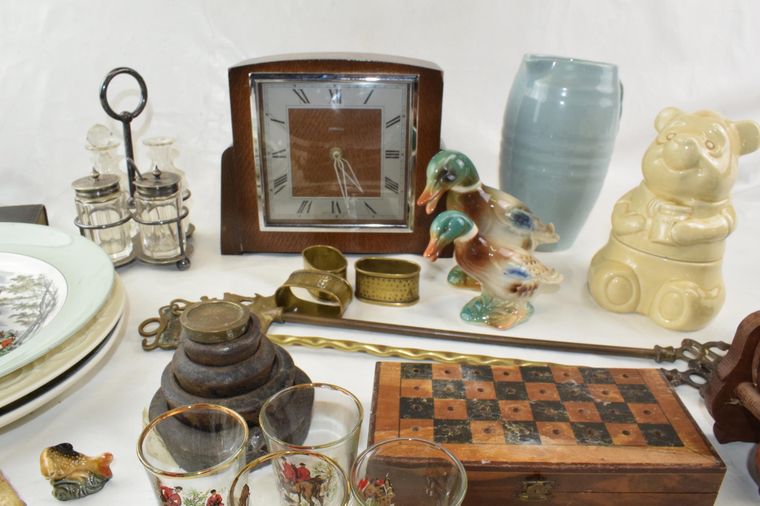 A mixed collection of items to include vintage clock (working) ceramic item, wade whimsies and - Image 2 of 2