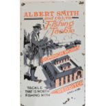 Reproduction Albert Smith & Co LTD. Dominion Works Redditch. Fishing Tackle enamel sign. 30.5cm x