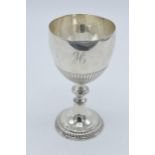 Victorian silver chalice with monogram engraved, 101.2 grams, 11.5cm tall, unhallmarked.