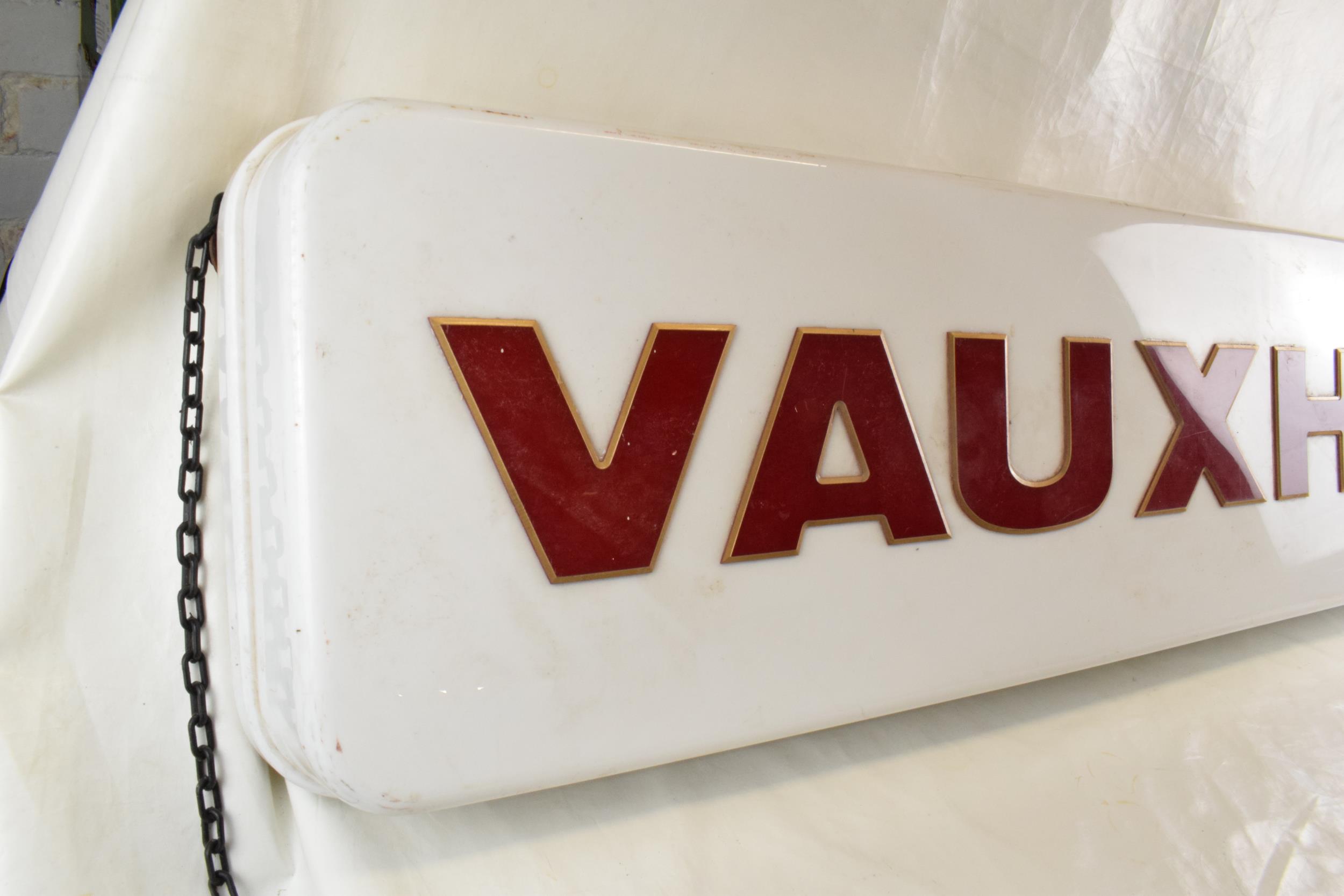 An original VAUXHALL lightbox salavaged from a UK dealership. Red lettering on white ground. Hanging - Image 2 of 7