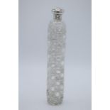 Large Victorian silver and cut glass perfume bottle, 25cm long, Birmingham 1897. Generally good