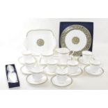Royal Worcester 'Francesca' pattern part tea service to include 8 cups, 8 saucers, a cake plate, a
