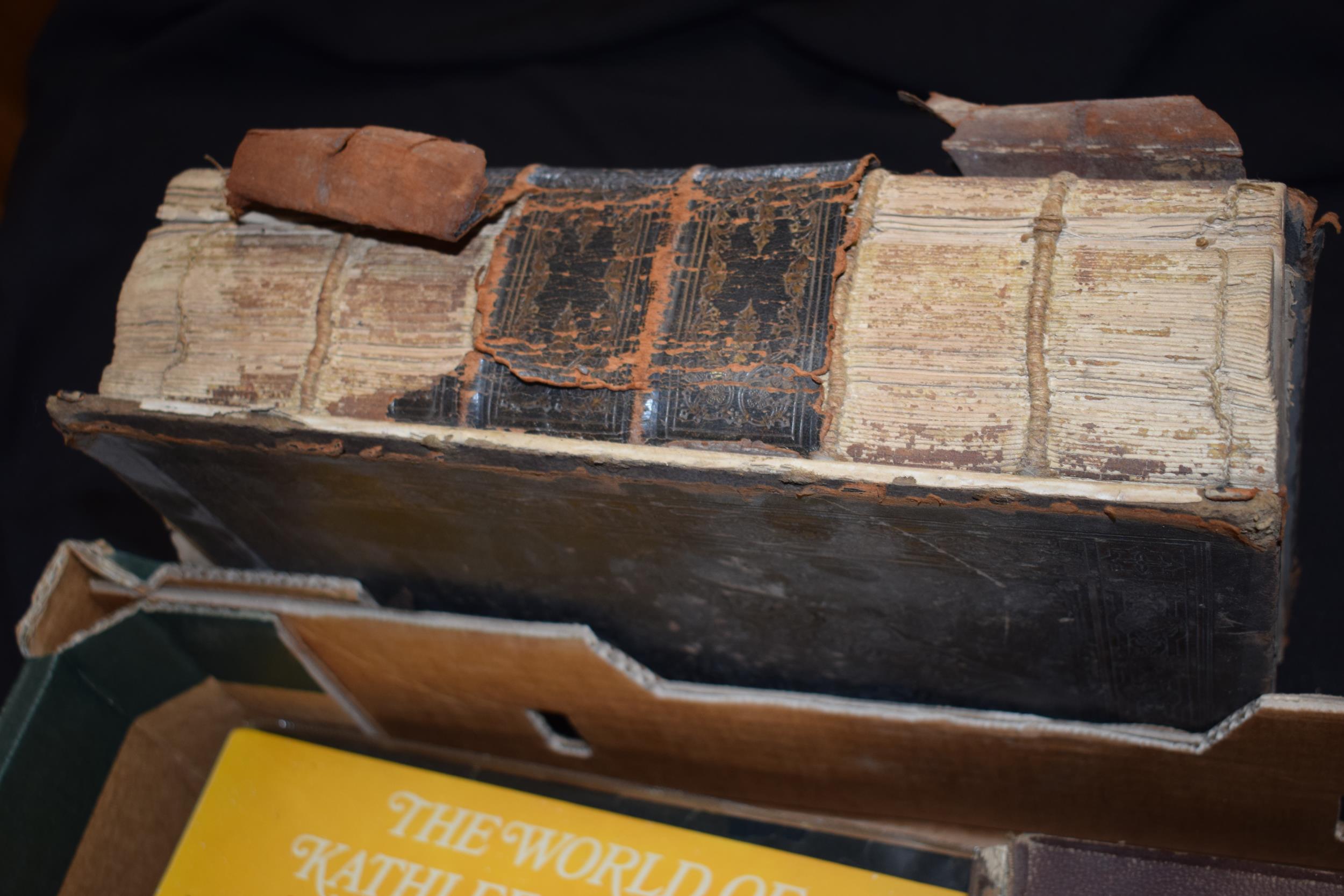 19th century bible together with the Churchman Family bible with other similar books and LPs. - Image 2 of 2