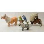 A trio of Cheval Ceramic horses to include a palomino, a brown and a grey horse together with