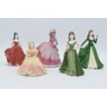 Coalport small lady figures to include Happy Christmas, matte Jill, Your Special Day, Becky and Beth