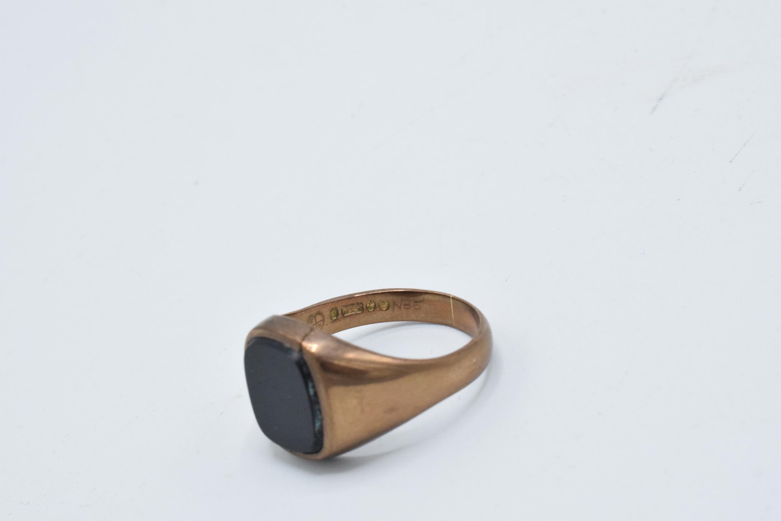 9ct rose gold gentleman's signet ring set with onyx, 5.0 grams, size W. - Image 3 of 3